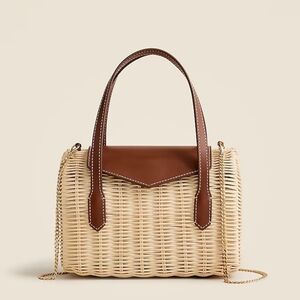 New! J. Crew Small Rattan Leather Top Handle Satchel Crossbody Bag NWT